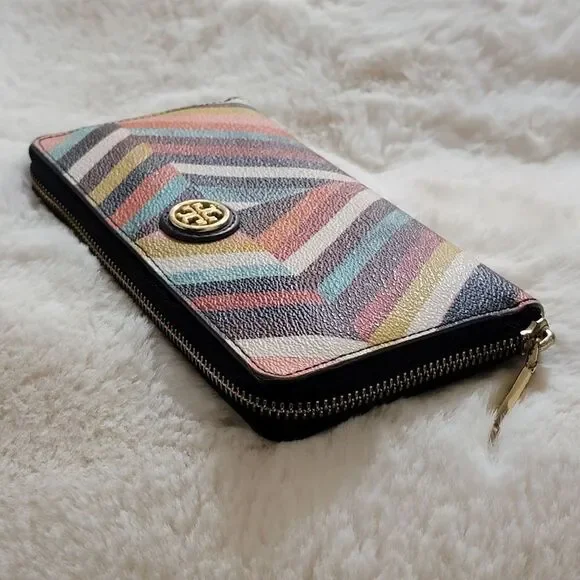 Tory Burch Continental Long Zip Around Wallet 👛 Rare Geometric Print Like New - Picture 7 of 10
